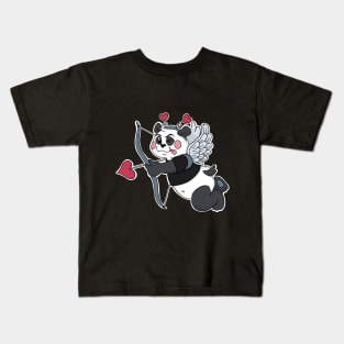 Cute Cupid Panda Valentine's Day Kids T-Shirt